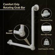 Plantex Stainless Steel Grab Bar/Wall Mounted Safety L Shaped Grab Bar for Bathroom/Grabbars for Toilet Senior Citizens - Pack of 1 (White)