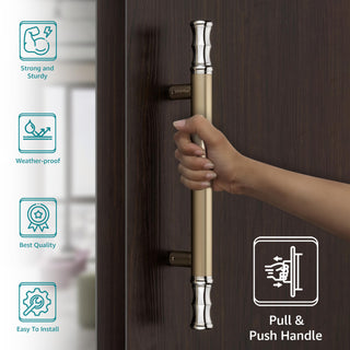 Plantex Stainless Steel 14 Inch Main Door Handle/Glass Wooden Door Handle/Pull-Push Handle/3 Years Warranty Pack of 1 (Satin White and Chrome Finish)