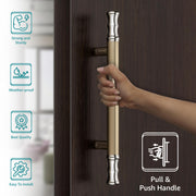 Plantex Stainless Steel 14 Inch Main Door Handle/Glass Wooden Door Handle/Pull-Push Handle/3 Years Warranty Pack of 1 (Satin White and Chrome Finish)