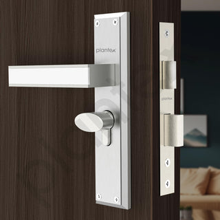 Plantex Heavy-Duty Door Lock Set - Main Door Lock Handle Set/ 6-Lever Lock Mechanism with 3 Years of Warranty/Mortise Lock with 3 Keys, Brass Lock Body & Cylinder(8081 - Chrome & Matt)