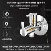 Plantex AQ-1408 Pure Brass 2-Way Angle Valve Tap/Angle Cock for Bathroom/Stop Cock With Brass Wall Flange & Teflon Tape (Mirror-Chrome Finish)