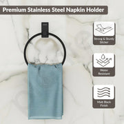 Plantex Self-Adhesive Towel Holder in Bathroom/Stainless Steel Towel Ring for Wash Basin/Round Towel Hanger for Wall- Pack of 1 (APS - 5000, Black)