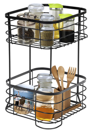 Plantex Heavy Steel Multipurpose Bathroom Corner Shelf/Storage Rack/Organizer For Living Room/Kitchen/Bathroom Accessories - Countertop (Black, Powder Coated)