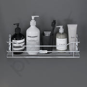 Plantex Bathroom Shelf for Wall Steel/Wall Mounted Shelf for Kitchen with Railings/Washroom Organizer (16 inch, Chrome)