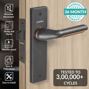 Plantex Heavy Duty Door Lock ÃƒÂ¢Ã¢â€šÂ¬Ã¢â‚¬Å“ Bathroom Door Lock/Mortise 8inch Keyless Plate Handle Set for Home/Bathroom/Store Room/Balcony/Office with Baby Latch (8121, Grey & PVD Choco)