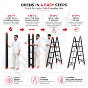 Plantex Ladder for Home 7 Steps/Heavy-Duty Folding A-Frame Ladder/Foldable Step Ladder for Home, Office & Warehouse/150 kg Capacity - Pack of 1 (GT-7, Black & Red)