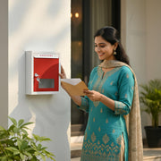 Plantex All in 1 Multipurpose Letter Box/Suggestion Box/Complaint Box/Donation Box with Lock Table Top or Wall Mount (Red & Ivory)