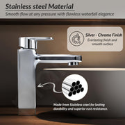 Plantex Single Lever Basin Mixer/Hot and Cold Water Mixer for Kitchen and Bathroom Accessories (Chrome)
