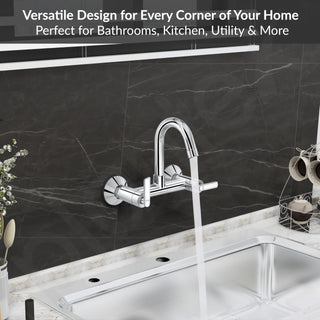 Plantex Pure Brass Sink Mixer Tap Hot and Cold with 360° Swivel Spout/Sink Tap for Kitchen Basin with Brass Wall Flange & Teflon Tape-7 Year Warranty (BAL-514)