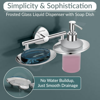 Plantex J4 Stainless Steel Soap Dish with Liquid Dispenser/Soap Stand for Bathroom Wall Mount/Shampoo Dispenser/Bathroom Accessories (Chrome Finish) Angel