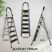 Plantex 6 Step Ladder for Home/Aluminium Foldable Ladder/Wide Anti Skid Steps/Strong Wide Steps Ladder (Anodize Coated-Gold)
