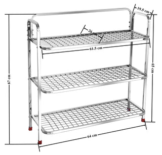 Plantex Shoe Stand for Home|Steel Shoe Rack for Home|Shoe Organiser|Rack for Shoes|Mini Shoe Rack Cover 3 Layer (Silver)