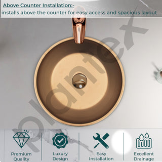 Plantex Round Wash Basin for Bathroom/Ceramic Tabletop Washbasin/Basin for Bathroom Indo-European Collection (16 x 16 x 7 Inch)