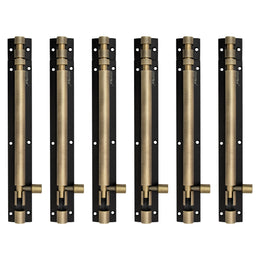 Plantex Heavy Duty 8-inch Joint-Less Tower Bolt for Wooden and PVC Doors for Home Main Door/Bathroom/Windows/Wardrobe - Pack of 6 (703, Brass Antique)