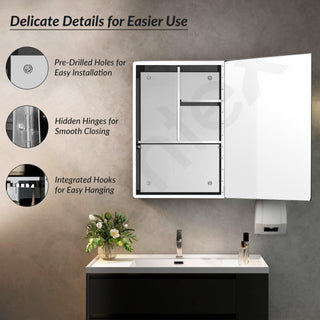 Plantex Premium Bathroom Cabinet with Mirror/304 Stainless Steel Mirror Cabinet for Wash Basin/Bathroom Shelf for Wall with Mirror (16x 24 Inch-Chrome)