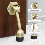 Plantex Door Stopper for Main Door/5-Inch Stopper with Rubber Grip/Stoppers for Wooden Door/Stops for Door â€“ Pack of 4 (Brass Antique)