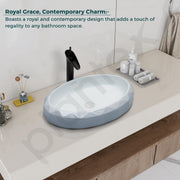 Plantex Table Top Wash Basin For Bathroom/Designer Ceramic Basin/Countertop Vessel Sink Basin - Indo-European Collection (24x 16 x 5 Inch)