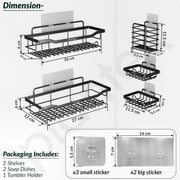 Plantex Bathroom Organiser without Drill/Self Adhesive Bathroom Shelf/Soap Stand for wall/Toothbrush Holder /Shelf for Washroom Wall/ Hanging Shelf for Kitchen-(Black, Pack of 5)