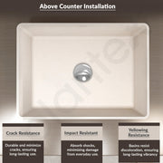 Plantex Granite Quartz Counter Top WashBasin/Rectangle Tabletop Wash Basin/Vessel Sink Wash Basin Over Counter for Home/Restaurant (Peach Ivory - 18 x 13 x 5 Inch)