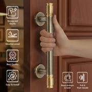 Plantex Main Door Handle/Pull & Push Handles for All Doors of House, Office, Hotels/300mm Wooden & Glass Door Handle - Pack of 1 (Brass Antique & Gold)