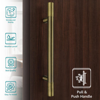 Plantex Heavy Duty Pull-Push Door Handle - 18 Inch Antique Brass (Wood/Glass) - 3 Years Warranty