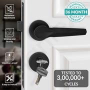 Plantex Heavy Duty Door Lock/Main Door Mortise Lock Handle/Handle Set for Home/Office/Door Accessories - (PT-012, Black)