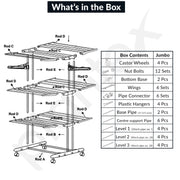 Plantex Clothes Stand for Drying Clothes/Stainless Steel Cloth Drying Stand Folding/3 Layer Stand for Cloth Drying - Aeronest (Chrome & Gray)