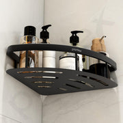 Plantex Corner Shelf for Bathroom Wall/No Drill Bathroom Organiser/Aluminium Corner Shelf for Kitchen/Self Adhesive Shelf (9x9 inches, Matt Black) - Pack of 2