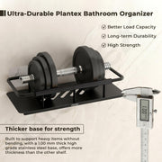 Plantex Self Adhesive Bathroom Shelf/Stainless Steel Bathroom Shelf Rack/Wall Shelf for Bathroom/Bathroom Organiser without Drill/Bathroom Accessories Set- Pack of 1 (12x5 inches, Black)
