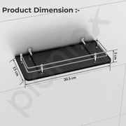 Plantex Wall Mount Glass Shelf for Bathroom/Shelves for Kitchen/Black Glass Shelf, Polished (12x6 Inches - Pack of 2)