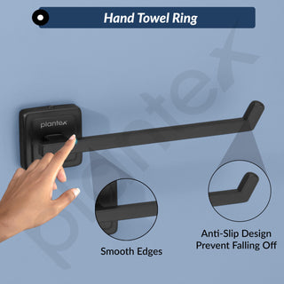 Plantex Black Towel Hanger for washbasin/Napkin Holder for Kitchen/Hand Towel Hanger/Bathroom Accessories -304 Grade Stainless Steel, Decan (Black)