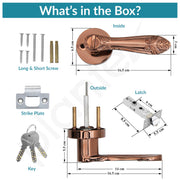 Plantex Premium Door Lock for Home/Mortise Lock for Door/Main Door Lock with 3 Key - (Rose Gold)