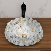 Plantex Ceramic Basin for Bathroom/Table Top Wash Basin/Washbasin for Living Room, Restaurant (Marble Finish, 17 x 15 x 6 Inch)