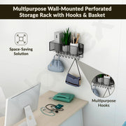Plantex Self-Adhesive Bathroom Shelf with Fix Hook/Storage Rack for Kitchen/Decorative Railing Shelf for Home/Office/Storage Organizer - Pack of 1 (Black)