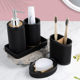 Plantex Polyresin  Bathroom Accessories Set Soap Dispenser/Toothbrush Holder/Bathroom Tray/Tumbler Holder/Soap Dish - 5 Piece(921)