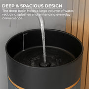 Plantex Matt Pedestal Wash Basin/Acrylic Resin & Quartz Free Standing Wash Basin/Round Basin For Bathroom/Home/Hotel/Restaurant- (Black And Grey, 16 X 16 X 34 Inch)