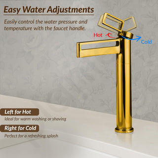 Plantex Pure Brass Wash Basin Mixer Tap Hot and Cold/Pillar Tap for Wash Basin-Deck Mount -(7881-Gold)