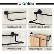 Plantex Stainless Steel Dual Towel Rod/Towel Rack for Bathroom/Towel Bar/Hanger/Stand/Bathroom Accessories (24 Inch - Black)