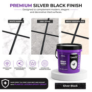 Plantex Lexora Epoxy Grout/3-Part Epoxide Resin Tile Grout/Floor & Wall Tiles Joints/Waterproof & Stain Proof/Bathroom & Industrial Use - 1 kg (Silver Black)