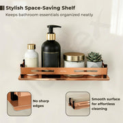 Plantex PVD Rose Gold Bathroom Shelf Rack/Bathroom Wall Shelf/Bathroom Organizer/Living Room Wall Organiser/Kitchen Rack Wall Mounted (12x5 Inches, Stainless Steel)