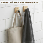 Plantex Wall Hanging Hook/Wooden Square Self Adhesive Robe Hooks for Kitchen/Bathroom/Bath Towel Hook/Stylish Home Decor Items - Pack of 6