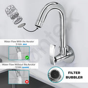 Plantex Kitchen Taps for Home Sink with Water Saving Aerator for Kitchen Tap/360Ãƒâ€šÃ‚Â° Swivel Spout Kitchen Sink Tap with Brass Wall Flange -(ZUR-1507-Chrome)