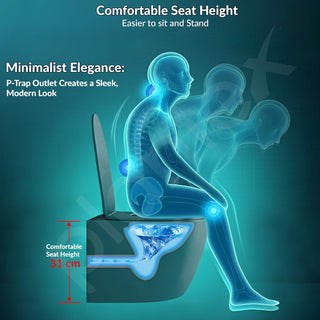 Plantex Ceramic Wall Hung Commode for Toilet/Rimless Washdown Western Commode/Western Toilet with Soft Close Toilet Seat Cover- P Trap (Pine Blue)