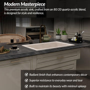 Plantex Quartz Acrylic Kitchen Sink with 10 Years Warranty by Plantex/Undermount Sink for Kitchen/Granite Single Bowl Kitchen Sinks with Coupling (Ultra Brun 32x20 Inches)