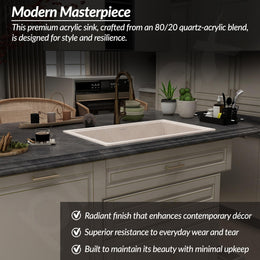 Plantex Quartz Acrylic Kitchen Sink with 10 Years Warranty by Plantex/Undermount Sink for Kitchen/Granite Single Bowl Kitchen Sinks with Coupling (Ultra Brun 32x20 Inches)