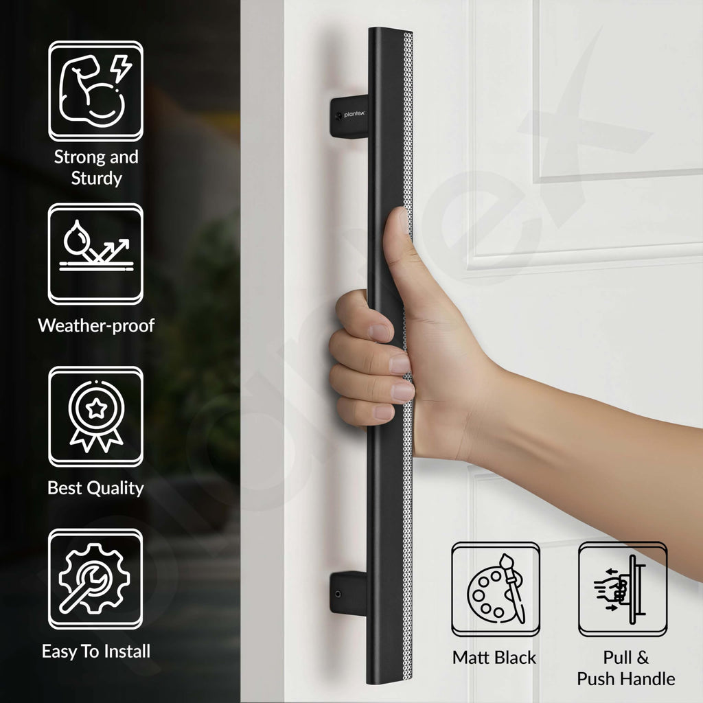 Plantex 12 Inch Main Door Handle/Aluminium Handle for Door/Black Pull ...