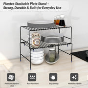 Plantex GI Metal 2-Tier Shelf Organizer for Kitchen Storage/Foldable and Detachable Kitchen Shelf Organiser/Rack Organiser for Storage