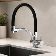 Plantex Flexible Tap for Kitchen Sink/Pure Brass Dual Flow Pull Out Sink Mixer Tap Hot and Cold/Movable/Rotable Water Mixer Faucet - (7904, Chrome)