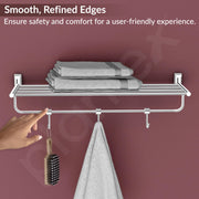 Plantex Smero Pure Brass 24 inch Towel Rack for Bathroom/Towel Stand/Hanger/Towel Holder/Towel Bar/Bathroom Accessories - Superb (Chrome)
