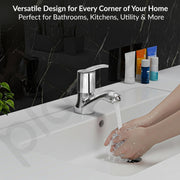 Plantex Pure Brass Pillar Cock Tap for Wash Basin with Water Saving Aerator/Tabletop Basin Tap with TeflonTape/7 Year Warranty by Planex (ÃƒÂ¢Ã¢â€šÂ¬Ã…Â½AQ-1403-Mirror Chrome)